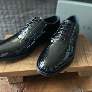 Brand New - Never Worn All Saints Patent Leather Maxim Lace Up Oxford Shoes